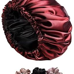 Satin Silk Hair Bonnet cap with 3 Primium Silk Satin Scrunchies-image-75