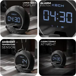 xech Digital LED Alarm Clock with Phone Holder Ellipse Black Clock image 4