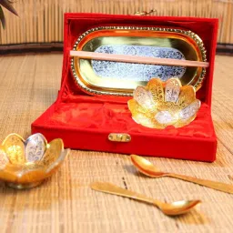 konst Lotus Bowl Set With Tray - Set of 2 Bowl, Tray, Spoon Serving Set image 2