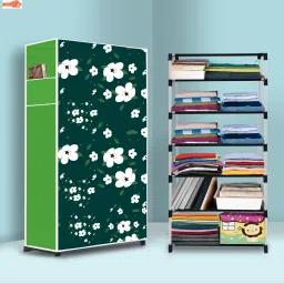 6 Shelf Foldable Collapsible Wardrobe Storage Organizer Almirah Cloth Rack PVC Collapsible Wardrobe-14