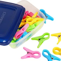 Heavy Duty Clothes Drying Pins/Pegs with Storage Box for Hanger/Rod/Ropes, Polypropylene Cloth Clips-18