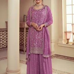 Semi Stitched Georgette Salwar Suit Material Embroidered-image-59