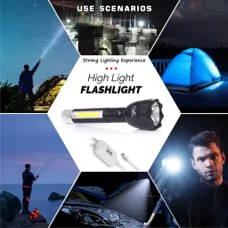 24 energy 100W Long Range Torch up to 1 Km Plus 50W Big COB Light Rechargeable 10 hrs Torch Emergency Light image 5
