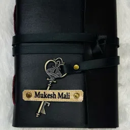 Leather journal with NAME print antique key lock pattern 200 pages 5*7 inches A5 Journal Unruled 200 Pages-20