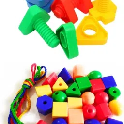 Turtle Beads Play Large (30pcs 4 Threads) and Nuts Bolts Jumbo (32pcs) Combo-10