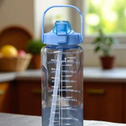 Large Capacity Water Bottle Motivational travel bicycle, gym, Straw transparent 1000 ml Bottle-image-41
