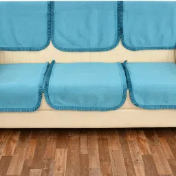 Sofa Cover (Light Blue, 3 seater) Sofa Cover (Light Blue, 3 seater) Sofa Fabric-image-9