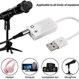 WEFLY 7.1 Channel USB External Sound Card Audio Adapter with Mic - White USB Adapter image 4