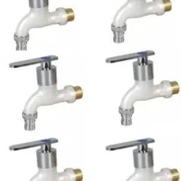 PVC Miami Nozzle Bib Cock Tap (Set of 6) White Nozzle Cock Faucet-image-44