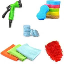 Car Cleaning Kit,7 Mode Spray Gun,3 Pcs Microfiber Cloths, Foam Sponge, Gloves, Magic Tablet, Combo-image-76