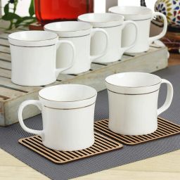 Pack of 6 Bone China Bone China Tea Cup Coffee Cup - 6 Pieces, White, 120 ml-11