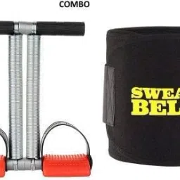 6 in 1 Tummy Trimmer (Double Spring) Red With Sweat Belt Combo For Men And Women Fitness Equipment Fitness Accessory Kit Kit-image-48