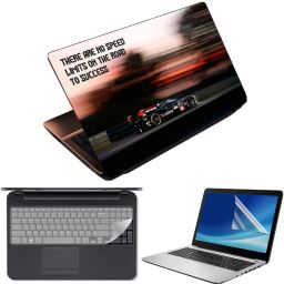 FineArts 3 in 1 Laptop Skin Decal Vinyl Pack 15.6 inch with Screen Guard and Silicone Keyboard Protector - Printed No Speed Limit Combo Set-image-94