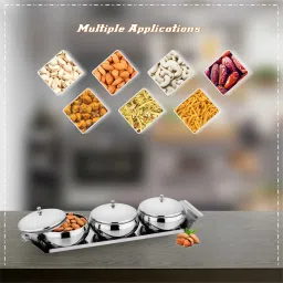 prabha Plain Lotus Dry Fruits Bowl Set With Tray, Multipurpose Container Set with Lid Tray Serving Set image 5