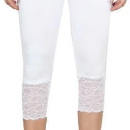 Women's Stylish Net Capri Leggings Women White Capri-image-5