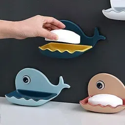 ABS Plastic Fish Shape Soap Dish Case Holder Box Beautiful Wall Mounted Plastic Wall Shelf-image-9