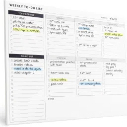 Weekly To Do List Planner Pad,Desk Notepad with Multiple Sections A4 Note Pad Undated Tear Off Notepad Calendar,Habit Planning Tracker 60 Pages-19