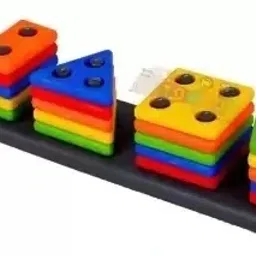 toyful Geometric Shapes Sorting Toy | Intellectual Geometric Shape Matching Five Column Blocks Educational & Learning Toy image 2