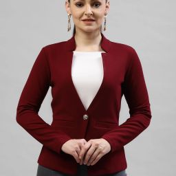 Women Solid Single Breasted Casual Blazer-image-27
