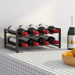 20512 Classic 8 Bottle Wine Rack Countertop, Storage Wine Rack Iron Glass Holder-image-36