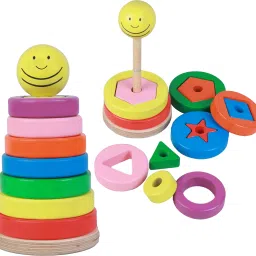 smartbee toys Shape Stacker Rainbow Tower with Activity Flashcards 15 Pieces | image 2