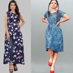Women Fit and Flare Blue Below Knee Dress-image-26