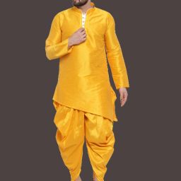 Men Pure Silk Kurta Dhoti Pant Set-image-9
