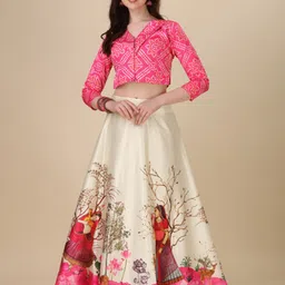 Kaizen TEXO FAB Printed Satin Semi-Stitched Lehenga & Unstitched Blouse-picture-40