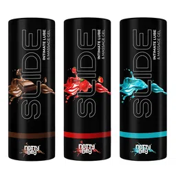 noTTy Boy Set Of 3 Slide Intimate Lube & Massage Gel-100mlEach-Strawberry-Chocolate-Plain-45