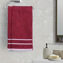 MARK HOME Set of 2 Cotton Maroon 500 GSM Zero Twist Anti Microbial Treated Towels-11