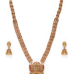 Peora Gold-Plated Faux Kundan Goddess Laxmi Jewellery Set-picture-31
