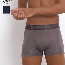 FREECULTR Men Pack Of 2 Solid 3X Anti-Microbial Air-Soft Micromodal Trunks FC-CX-T-SPB-MG-S-34