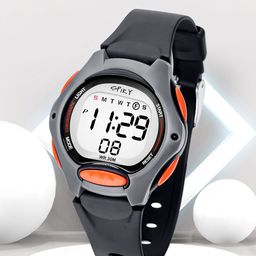 Spiky Unisex Kids Grey Dial & Black Straps Digital Multi Function Automatic Watch-62