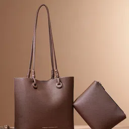 French Connection Textured Structured Shoulder Bag With Pouch-3