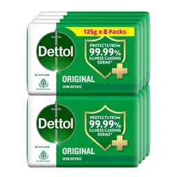 Dettol Set Of 8 Original Germ Defence Bathing Bar Soap To Protect From Germs - 125g Each-8