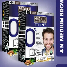 Aequo Organic Men Set of 2 Organic Hair Color Kit 170 ml Each - Medium Brown 4N-0