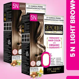 Aequo Organic Set of 2 Permanent Cream Hair Color 175 ml Each - Light Brown 5N-15
