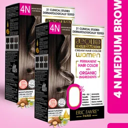 Aequo Organic Set of 2 Permanent Cream Hair Color 175 ml Each - Medium Brown 4N-10