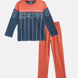 Sweet Dreams Boys Navy Blue & Rust Printed Night suit-picture-51