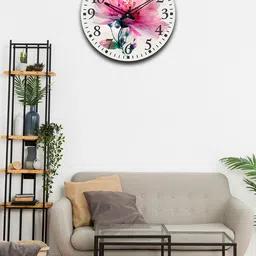 OLIVE TREE Pink & Green Printed Wooden Contemporary Wall Clock-15