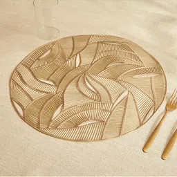 Home Centre Cinder Yellow Geometric Textured Oval Table Placemat-image-97