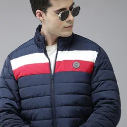 U S Polo Assn Men Navy Blue And Red Colourblocked Padded Jacket-picture-16