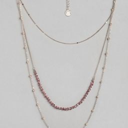 Forever New Gold-Toned & Burgundy Gold-Plated Layered Necklace-picture-4