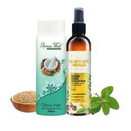 Glamour World Ayurvedic Set Of 2 Glow Hair Anti Dandruff Pack & Hair Solution- 200 ml Each-12