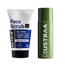Ustraa Men Set of O.G. Deodorant Body Spray 150 ml + De-tan Face Scrub 100 g-33