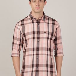 MERCHANT MARINE Men Pink Classic Slim Fit Tartan Checks Checked Casual Shirt-image-59