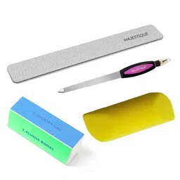 MAJESTIQUE Set of  4 Flat Nail Files with Foot Buffer & Manicure 4-Side Buffer-8