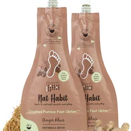 Nat Habit Set of 2 Destress  Detox Ginger Khus Crushed Pumice Foot Ubtan-40g (Each)-13