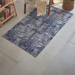 Home Centre Exotica Farrago Blue & Beige Abstract Printed Rectangular Woven Carpet-5