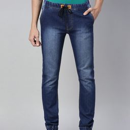Urbano Fashion Men Navy Blue Jogger Mid-Rise Clean Look Stretchable Jeans-image-43